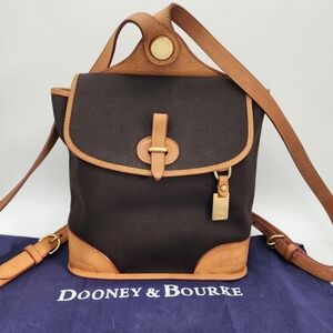 Dooney & Bourke Vintage Y2K Cambria Backpack Black Canvas Leather Brass